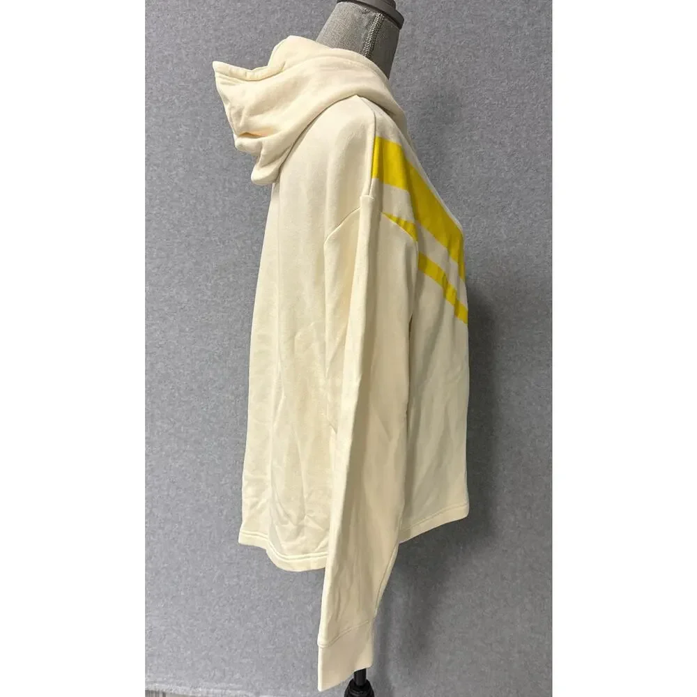 Tory Sport Chevron Hoodie French Terry Cream Yellow Athleisure Size Small